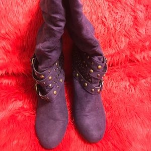 Purple Suede Calf High Boot